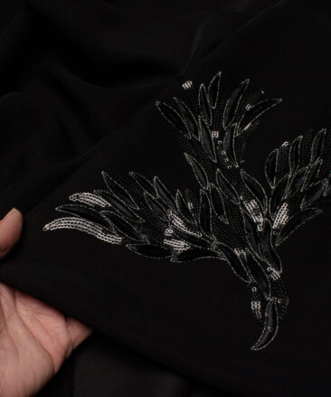 Ethina  Terry Rayon  Embroidered  Ethnic Suiting Fabric (Black)