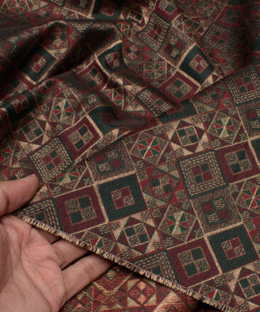 Italian Channel  Terry Rayon  Self Design  Ethnic Suiting Fabric (Golden)