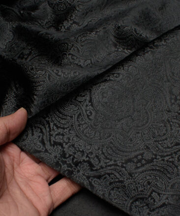 Italian Channel  Velvet  Self Design  Ethnic Suiting Fabric (Black)