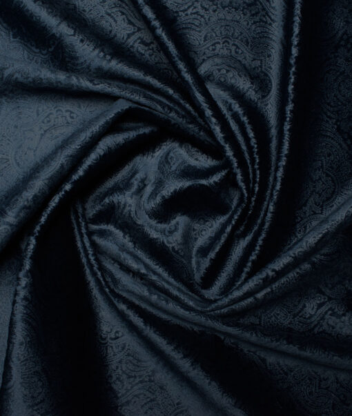 Italian Channel  Velvet  Self Design  Ethnic Suiting Fabric (Dark Royal Blue)