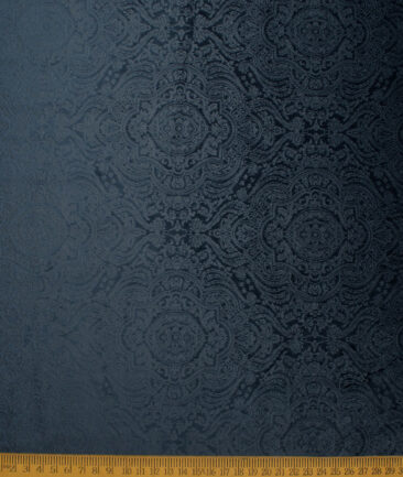 Italian Channel  Velvet  Self Design  Ethnic Suiting Fabric (Dark Royal Blue)