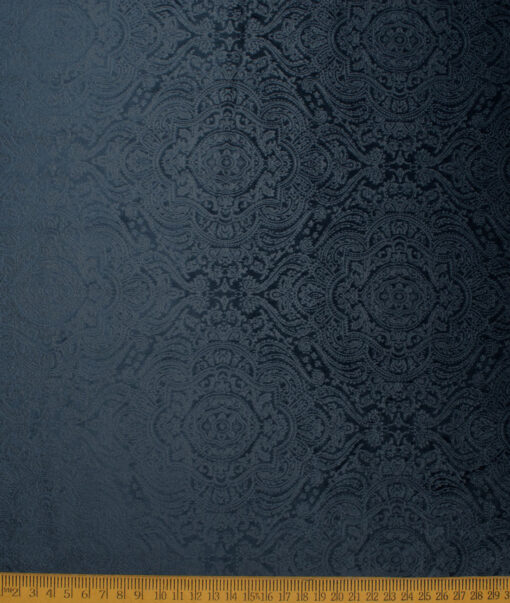 Italian Channel  Velvet  Self Design  Ethnic Suiting Fabric (Dark Royal Blue)