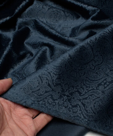 Italian Channel  Velvet  Self Design  Ethnic Suiting Fabric (Dark Royal Blue)