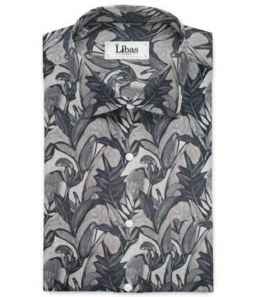 Italian Channel  Cotton Printed Shirting Fabric (Black & Grey)