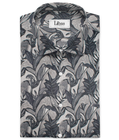 Italian Channel  Cotton Printed Shirting Fabric (Black & Grey)