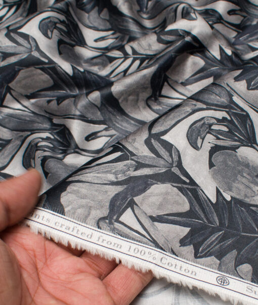 Italian Channel  Cotton Printed Shirting Fabric (Black & Grey)