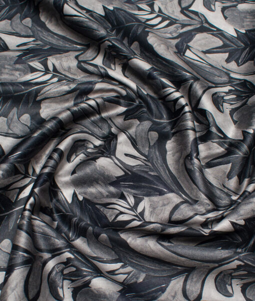 Italian Channel  Cotton Printed Shirting Fabric (Black & Grey)