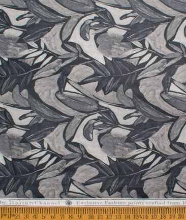 Italian Channel  Cotton Printed Shirting Fabric (Black & Grey)