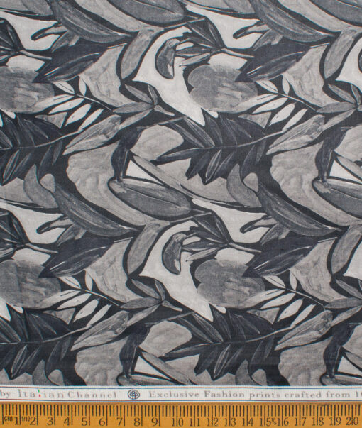 Italian Channel  Cotton Printed Shirting Fabric (Black & Grey)