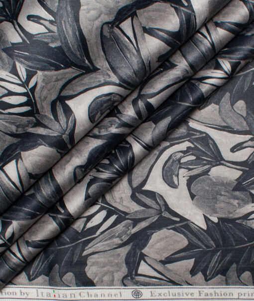 Italian Channel  Cotton Printed Shirting Fabric (Black & Grey)