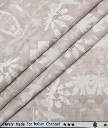 Italian Channel  Poly Cotton Printed Shirting Fabric (Light Brown)