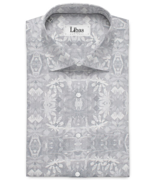 Italian Channel  Poly Cotton Printed Shirting Fabric (Light Grey)
