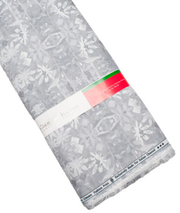 Italian Channel  Poly Cotton Printed Shirting Fabric (Light Grey)