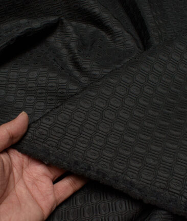 Nemesis  Terry Rayon  Self Design  Ethnic Suiting Fabric (Black)