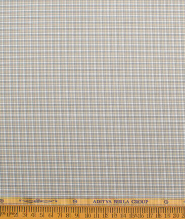 Soktas  Giza Cotton Checks Shirting Fabric (White & Grey)