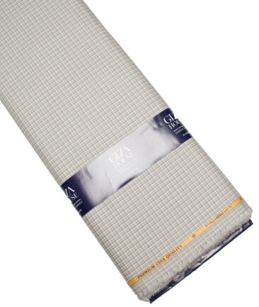 Soktas  Giza Cotton Checks Shirting Fabric (White & Grey)