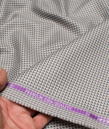 Soktas  Giza Cotton Self Design Shirting Fabric (Light Grey)