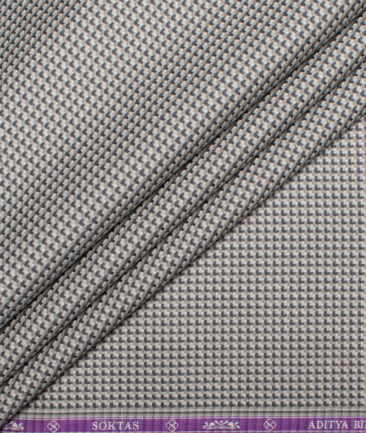 Soktas  Giza Cotton Self Design Shirting Fabric (Light Grey)