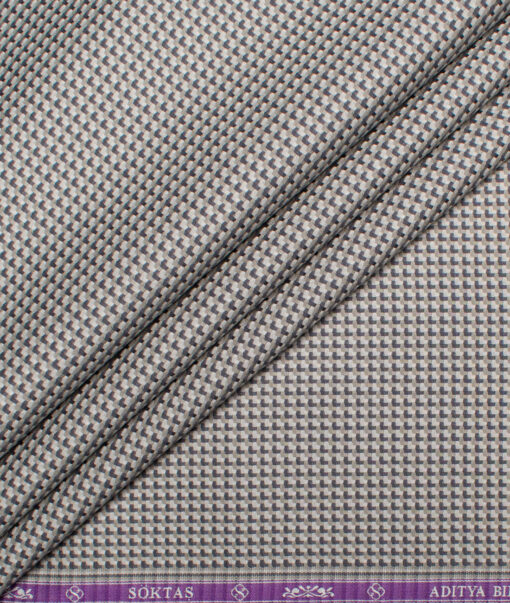 Soktas  Giza Cotton Self Design Shirting Fabric (Light Grey)
