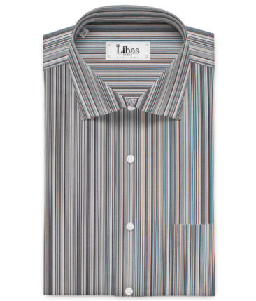 Soktas  Giza Cotton Striped Shirting Fabric (Grey)