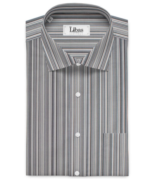 Soktas  Giza Cotton Striped Shirting Fabric (Grey)