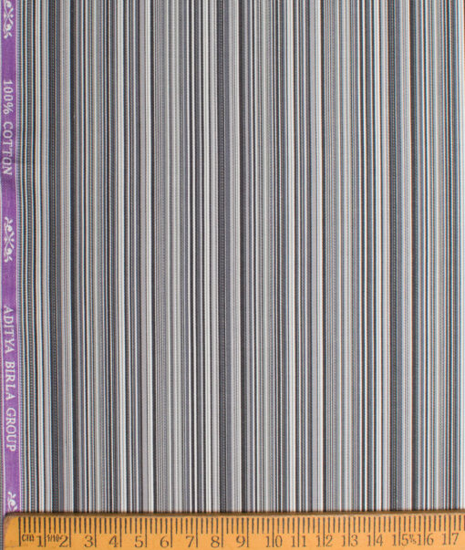 Soktas  Giza Cotton Striped Shirting Fabric (Grey)