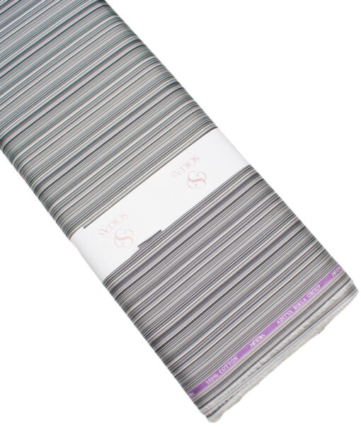 Soktas  Giza Cotton Striped Shirting Fabric (Grey)
