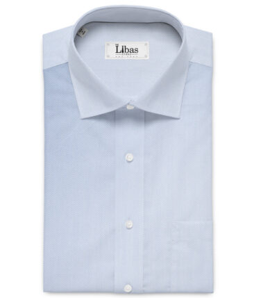 Soktas 100/2 Giza Cotton Striped Shirting Fabric (Light Blue)