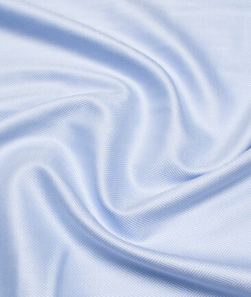 Soktas 100/2 Giza Cotton Striped Shirting Fabric (Light Blue)