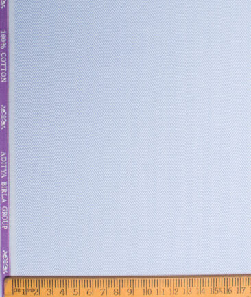 Soktas 100/2 Giza Cotton Striped Shirting Fabric (Light Blue)