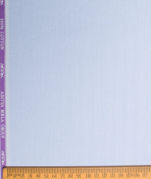Soktas 100/2 Giza Cotton Striped Shirting Fabric (Light Blue)