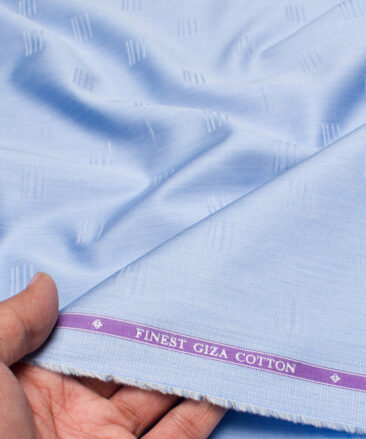 Soktas  Giza Cotton Self Design Shirting Fabric (Light Blue)