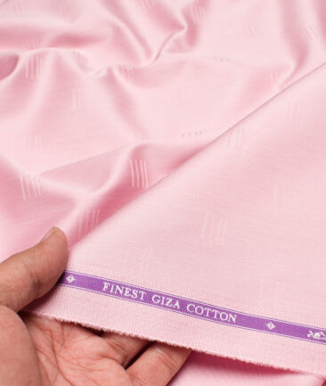 Soktas  Giza Cotton Self Design Shirting Fabric (Pink)