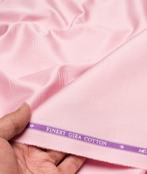 Soktas  Giza Cotton Self Design Shirting Fabric (Pink)