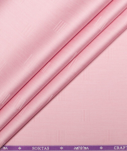 Soktas  Giza Cotton Self Design Shirting Fabric (Pink)