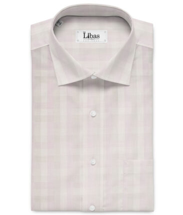 Soktas  Giza Cotton Checks Shirting Fabric (Cream & Purple)