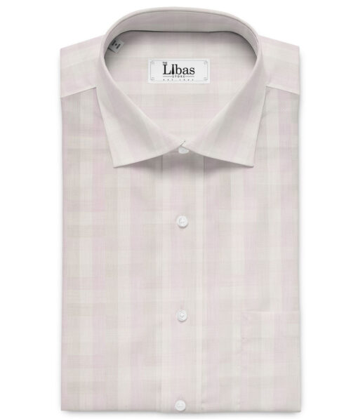 Soktas  Giza Cotton Checks Shirting Fabric (Cream & Purple)