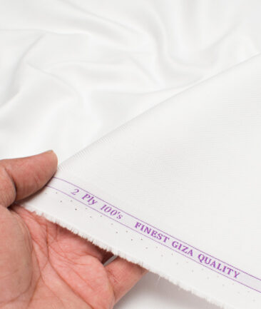 Soktas 100/2 Giza Cotton Striped Shirting Fabric (White)