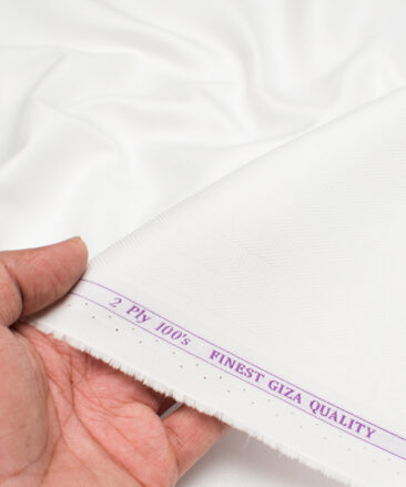 Soktas 100/2 Giza Cotton Striped Shirting Fabric (White)