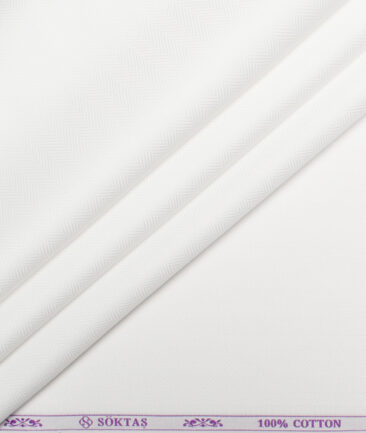 Soktas 100/2 Giza Cotton Striped Shirting Fabric (White)