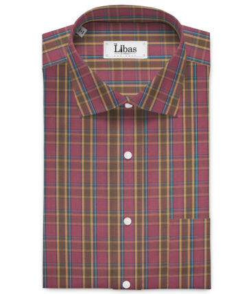 Soktas 100/2 Giza Cotton Checks Shirting Fabric (Wine)