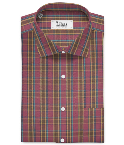 Soktas 100/2 Giza Cotton Checks Shirting Fabric (Wine)