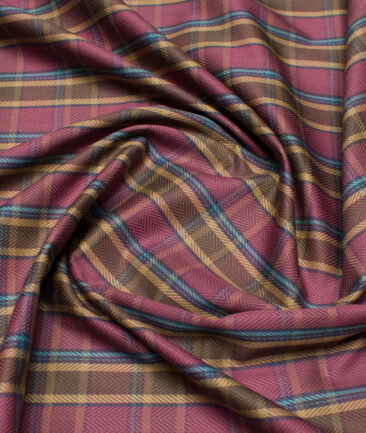 Soktas 100/2 Giza Cotton Checks Shirting Fabric (Wine)