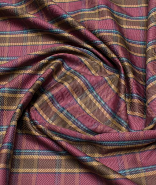 Soktas 100/2 Giza Cotton Checks Shirting Fabric (Wine)