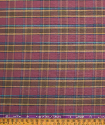 Soktas 100/2 Giza Cotton Checks Shirting Fabric (Wine)