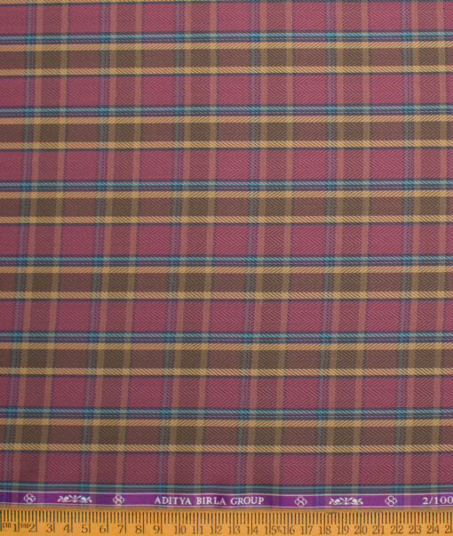 Soktas 100/2 Giza Cotton Checks Shirting Fabric (Wine)