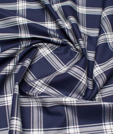 Soktas  Giza Cotton Checks Shirting Fabric (Dark Royal Blue)