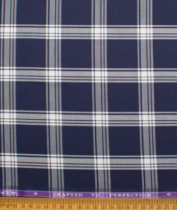 Soktas  Giza Cotton Checks Shirting Fabric (Dark Royal Blue)