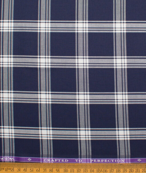 Soktas  Giza Cotton Checks Shirting Fabric (Dark Royal Blue)
