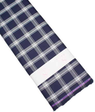 Soktas  Giza Cotton Checks Shirting Fabric (Dark Royal Blue)